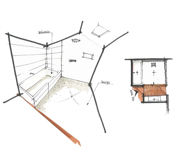 Plan d'architecture d'une salle de bain